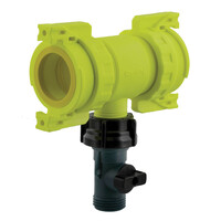 4040-YF-QCSO | Water Thief 'Tee' Connector, 2x 38 mm Quarter-Turn Forestry Couplings and 20 mm Shut-Off